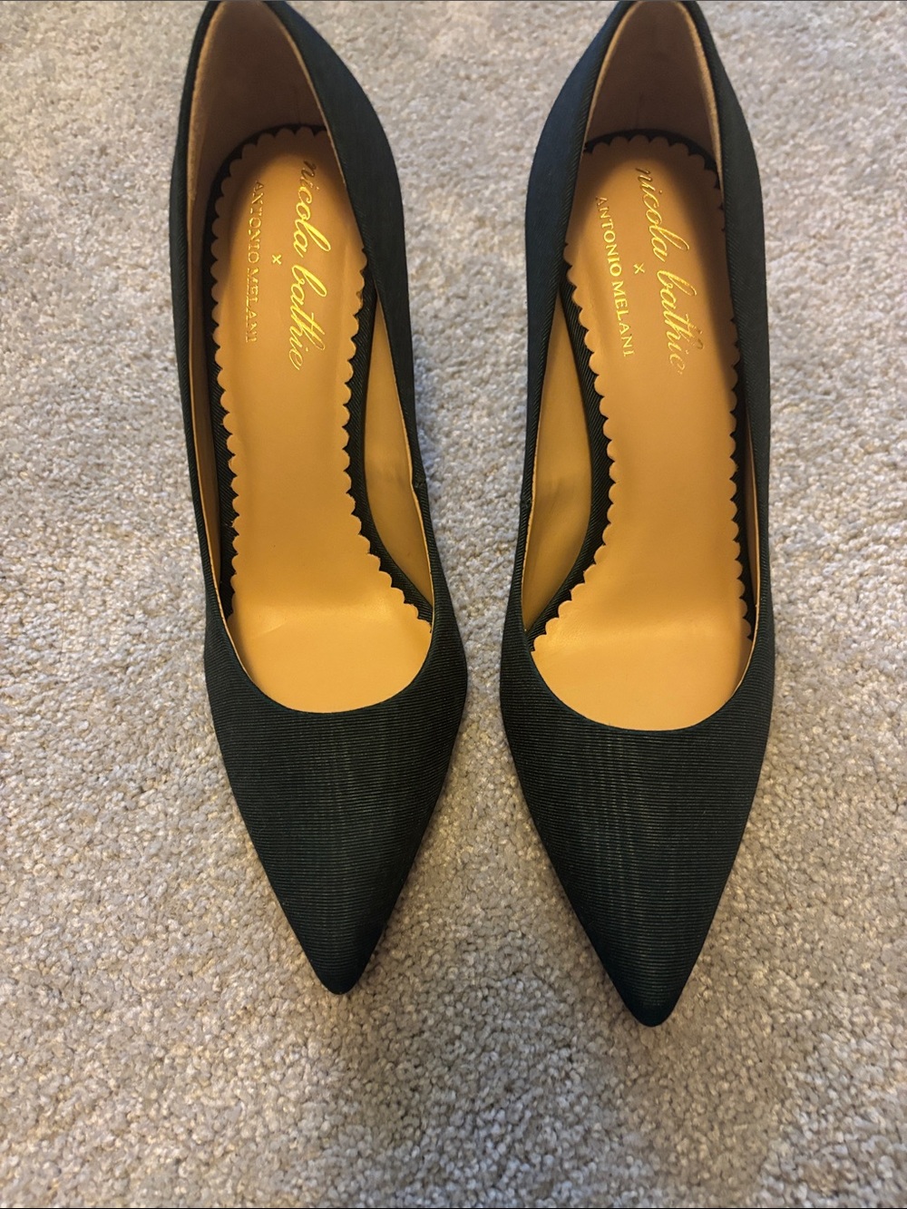 Nicola Bathie x Antonio Melani Dark Green Pointed-Toe Pumps